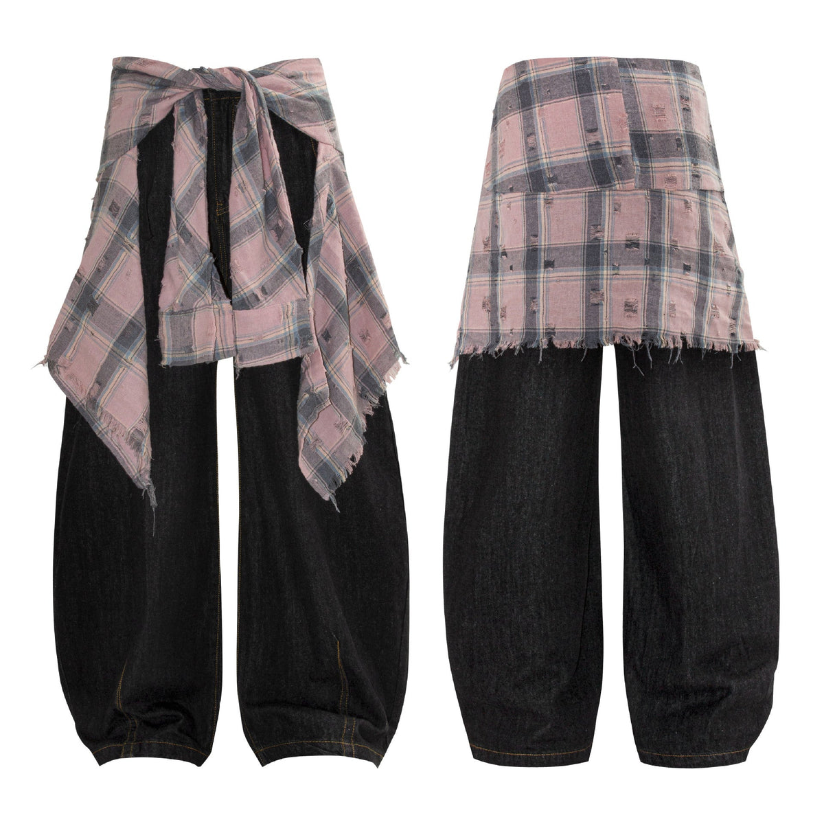 Deconstructed Design Loose Wide-Leg Jeans - Venlis