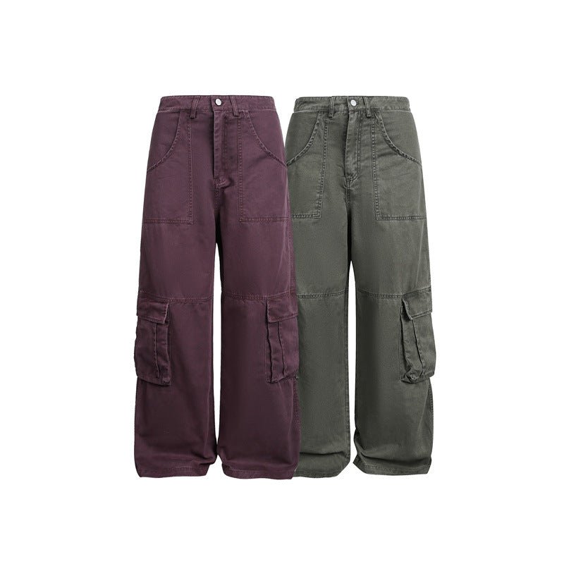 Multi-Pocket Cargo Pants Loose Wide-Leg Casual Trousers - Venlis