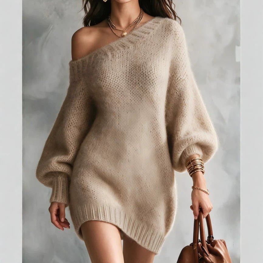 Off-shoulder Mid-length Knit Top - Venlis
