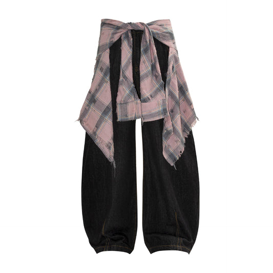 Deconstructed Design Loose Wide-Leg Jeans - Venlis