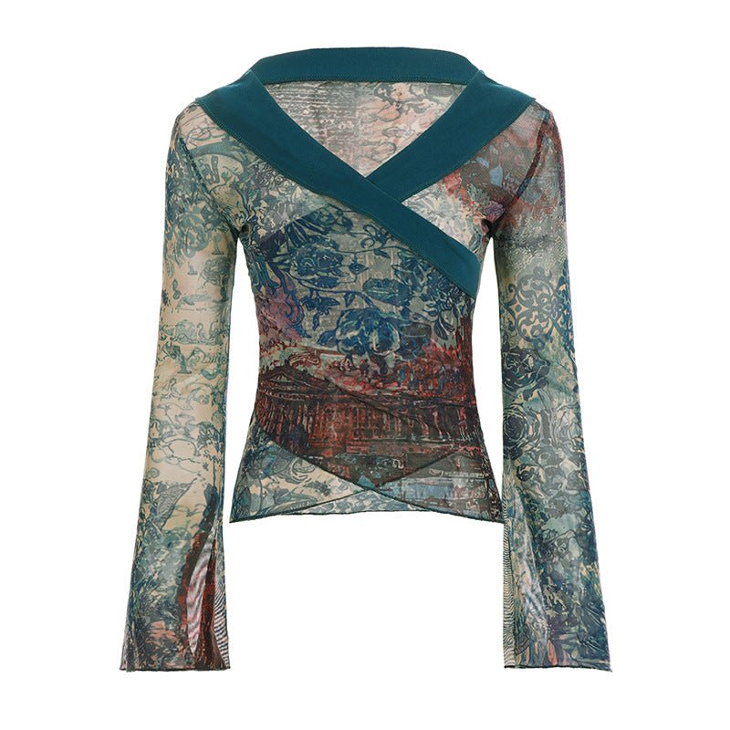 Horn-sleeved, Waist-cinched Top With An Asymmetrical Hem - Venlis