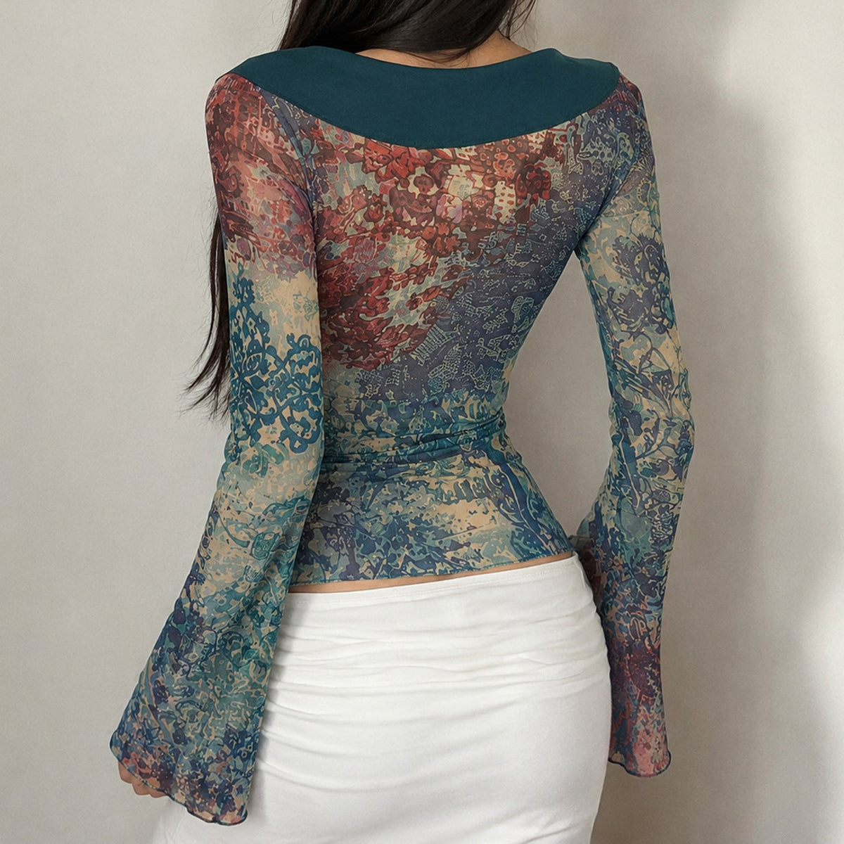 Horn-sleeved, Waist-cinched Top With An Asymmetrical Hem - Venlis