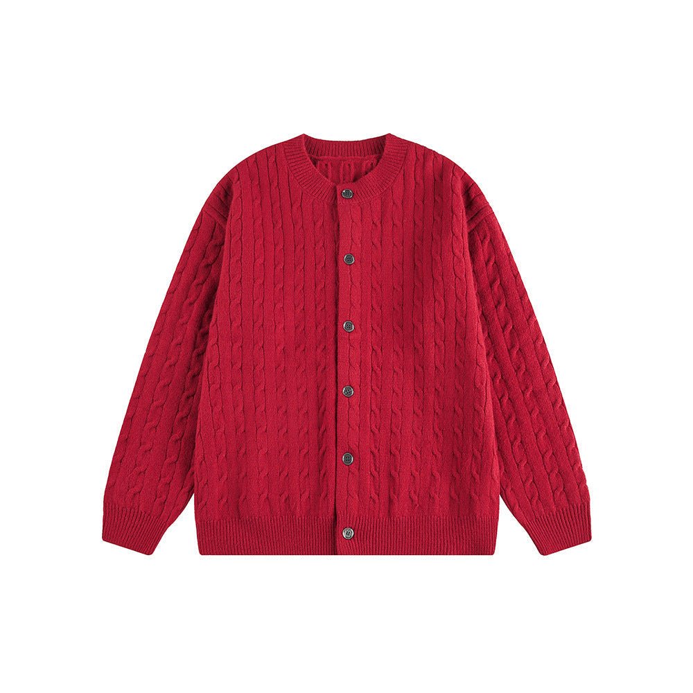 Knitted Cardigan Coat in Braided Loose Casual Style - Venlis