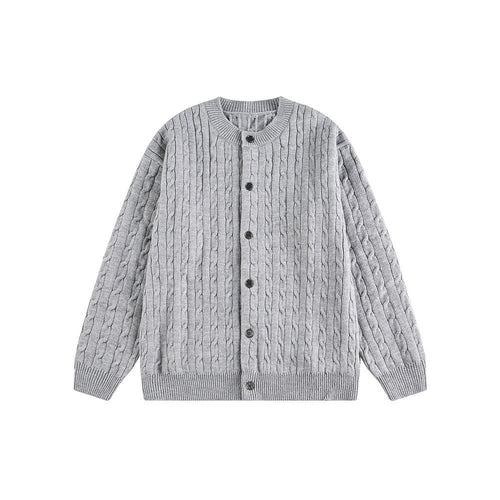 Knitted Cardigan Coat in Braided Loose Casual Style - Venlis