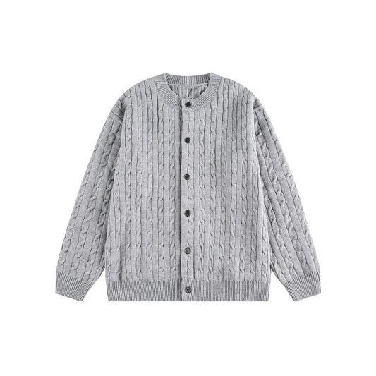 Knitted Cardigan Coat in Braided Loose Casual Style - Venlis
