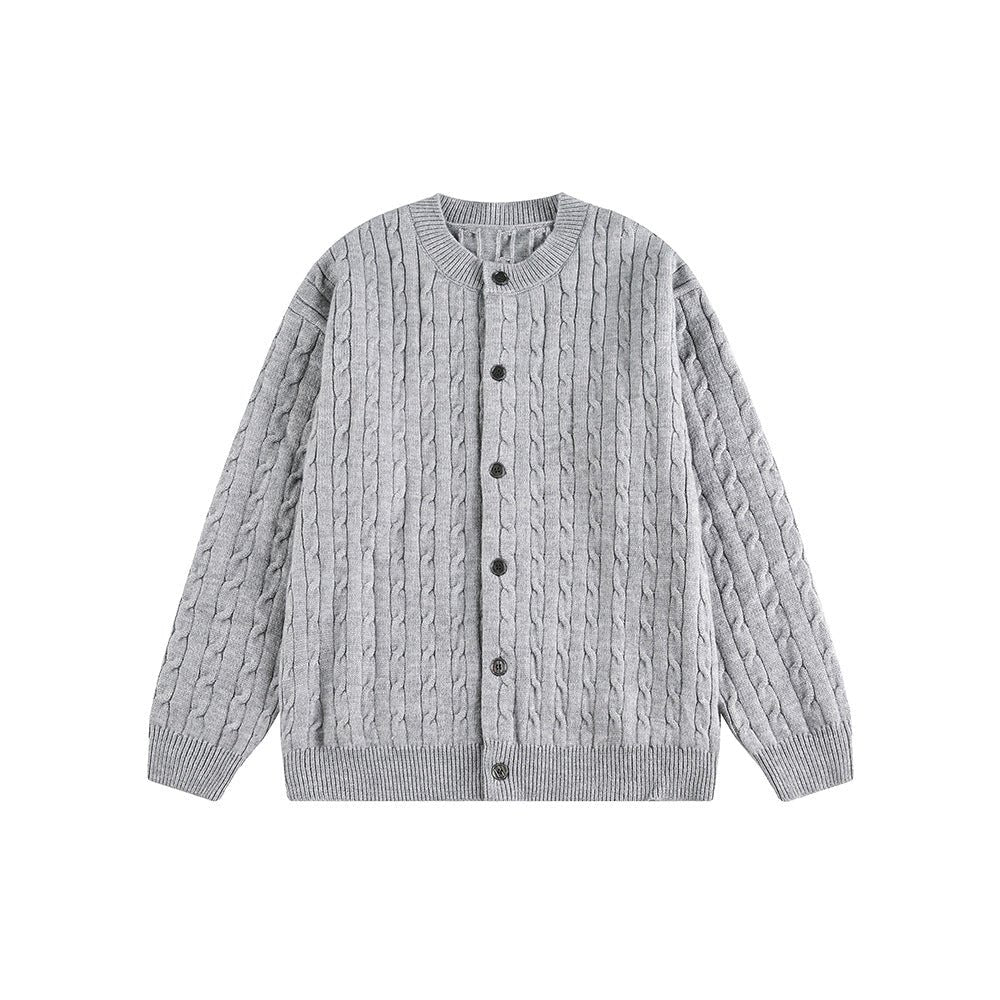 Knitted Cardigan Coat in Braided Loose Casual Style - Venlis