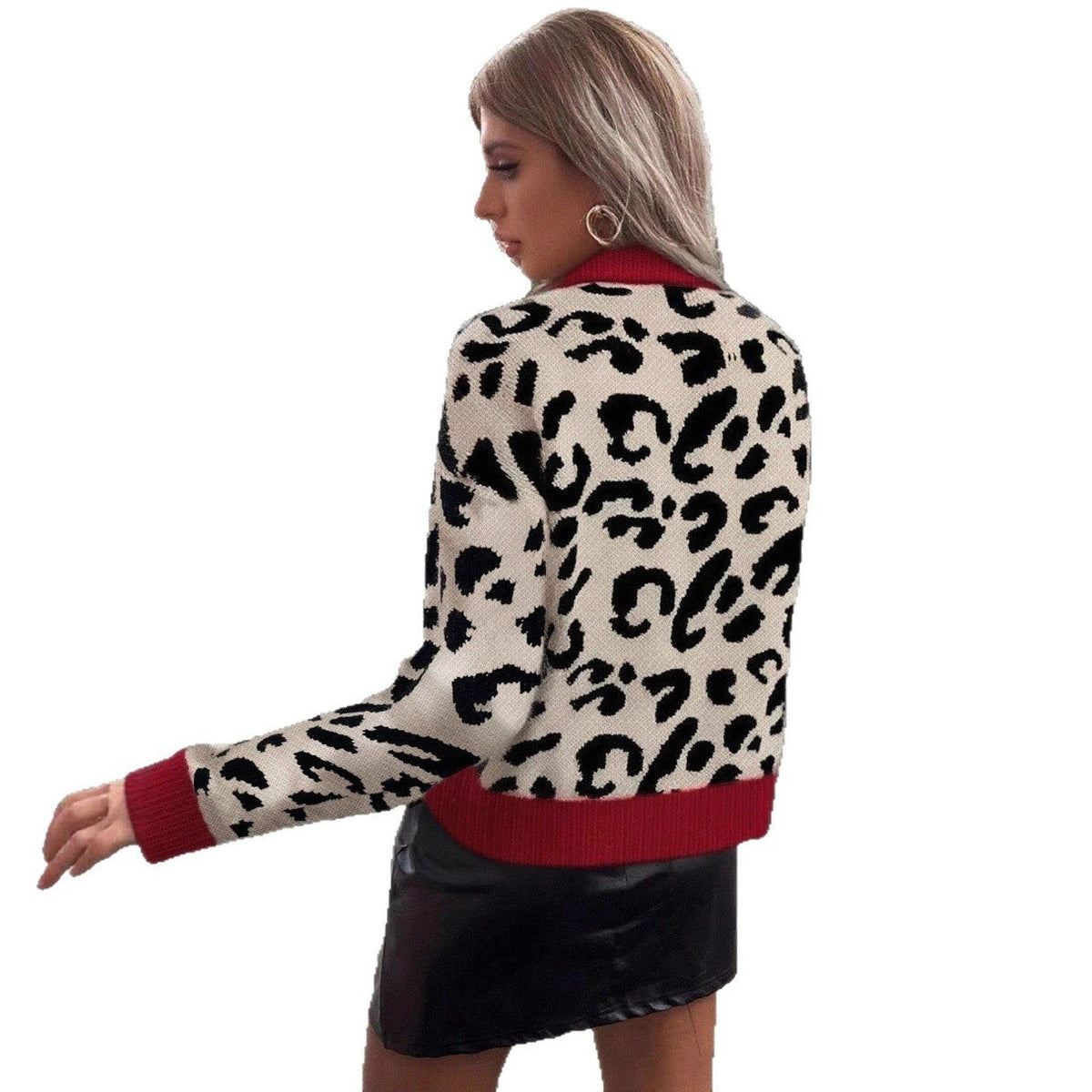 Leopard-Print Pullover Knit Top For Autumn And Winter - Venlis