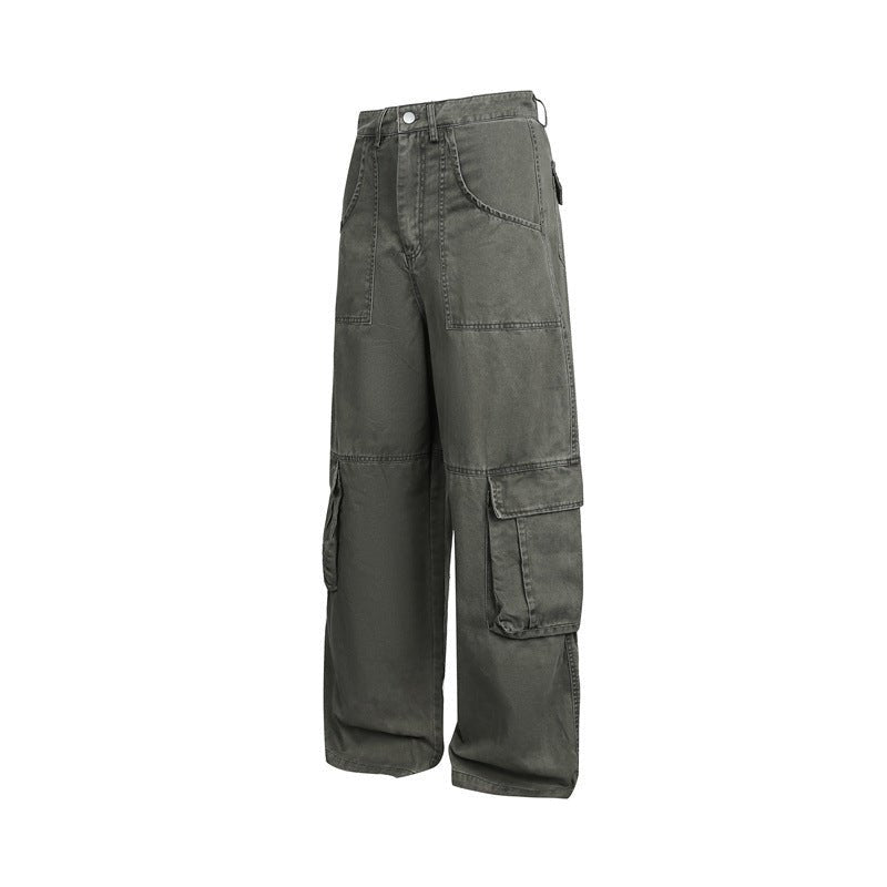Multi-Pocket Cargo Pants Loose Wide-Leg Casual Trousers - Venlis