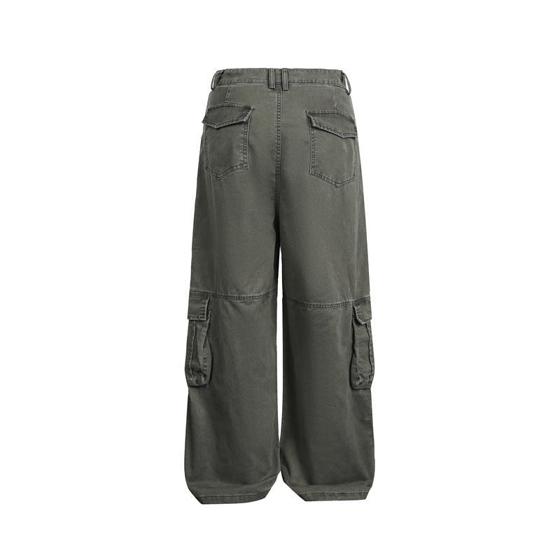 Multi-Pocket Cargo Pants Loose Wide-Leg Casual Trousers - Venlis