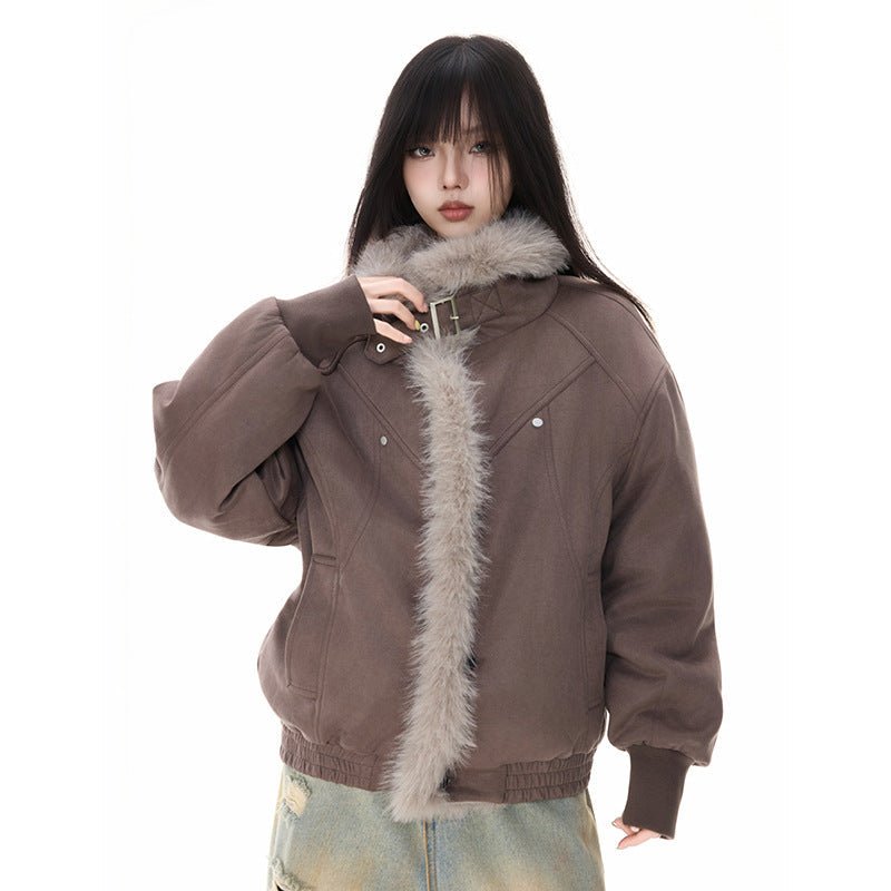 Women's Neutral-style Thickened Plush Cotton Coat For Winter - Venlis