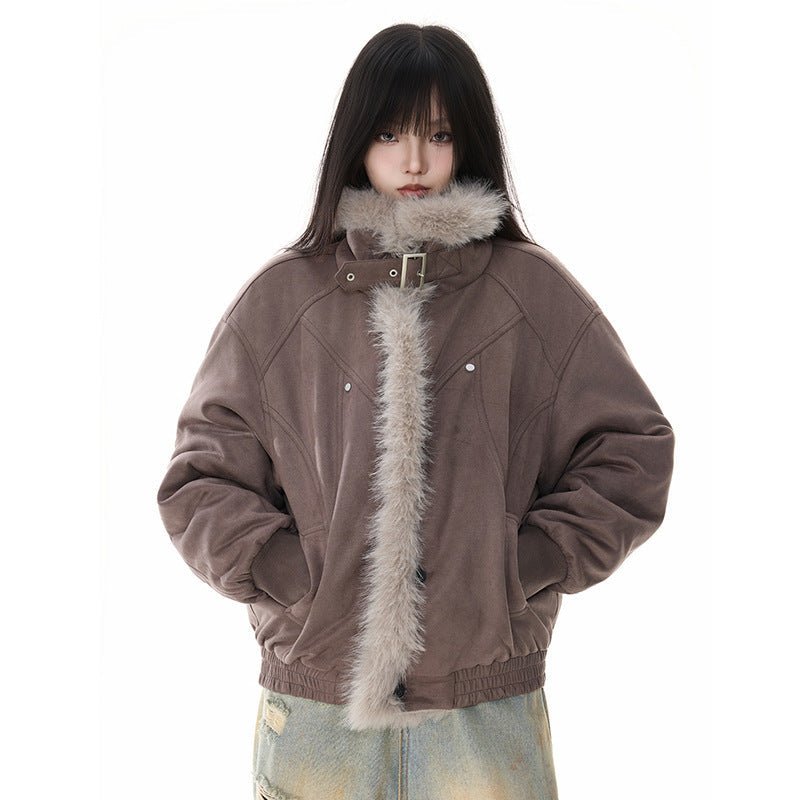 Women's Neutral-style Thickened Plush Cotton Coat For Winter - Venlis